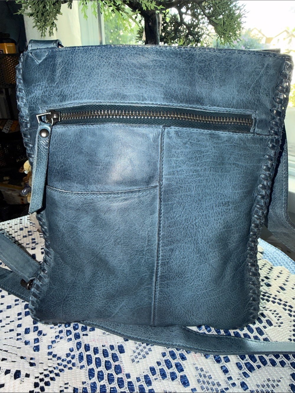 Latico Brynn Denim  Blue Leather Crossbody Bag - Picture 3 of 13